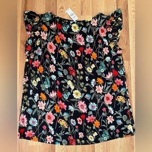 LOFT Floral ruffle-sleeve shell top (Medium) NWT